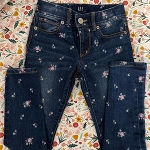 GAP Women's Dark Blue Floral Skinny Jeans